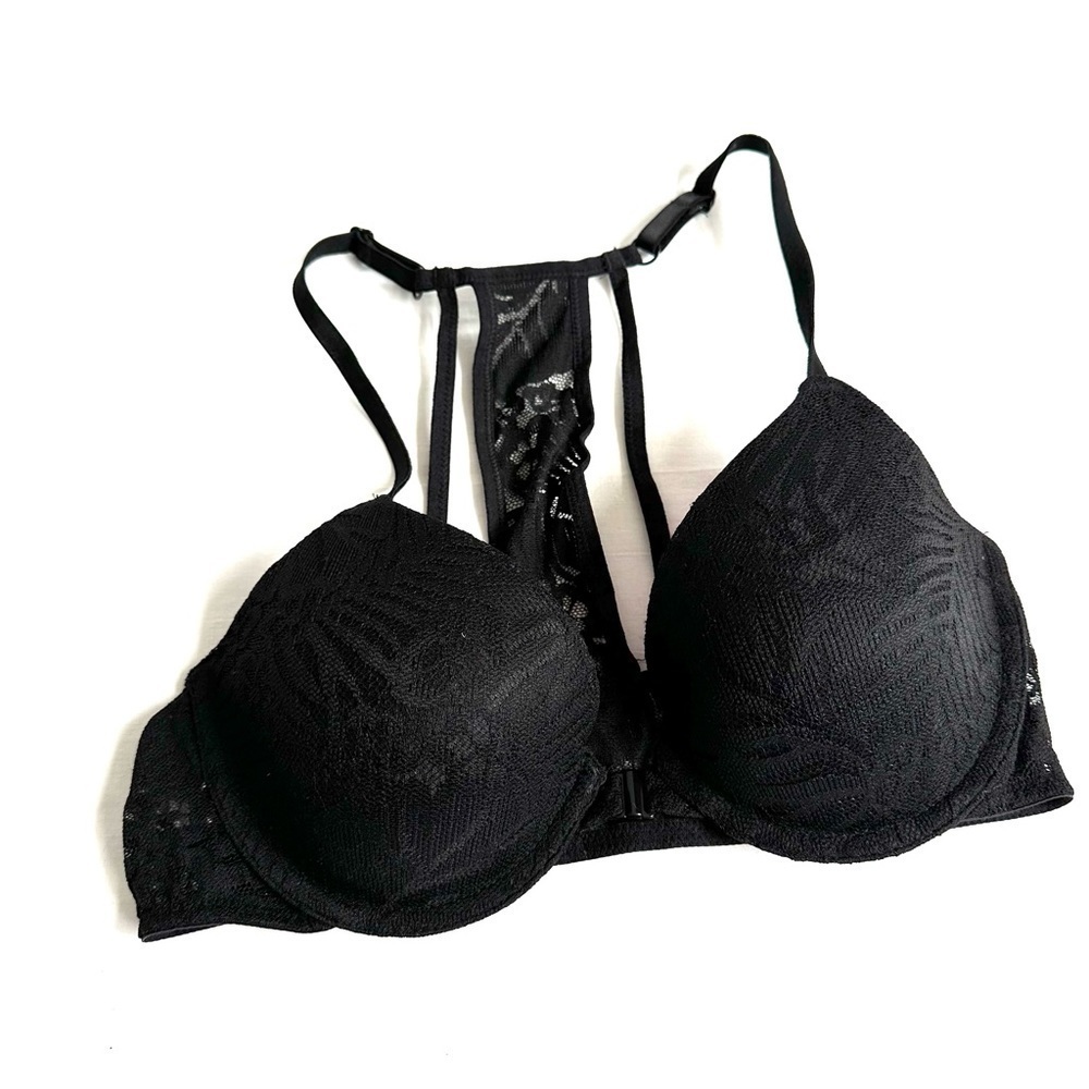 Pink Victoria's Secret black date racerback bra size 32 C